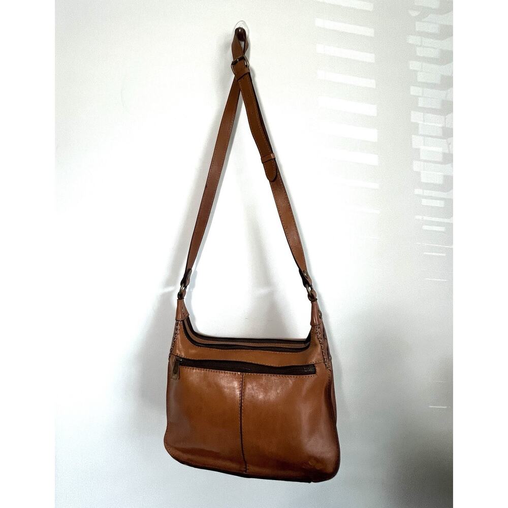 Patricia Nash Camille Tan Tooled Leather Crossbody Purse Saddle Bag Whipstitch - Picture 16 of 16